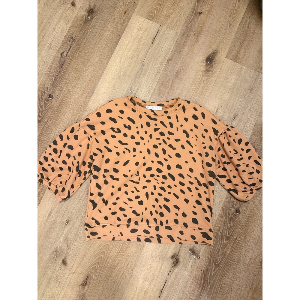 Karlie Cheetah Leopard Print Short Sleeve Sweatshirt Top Large Oversized